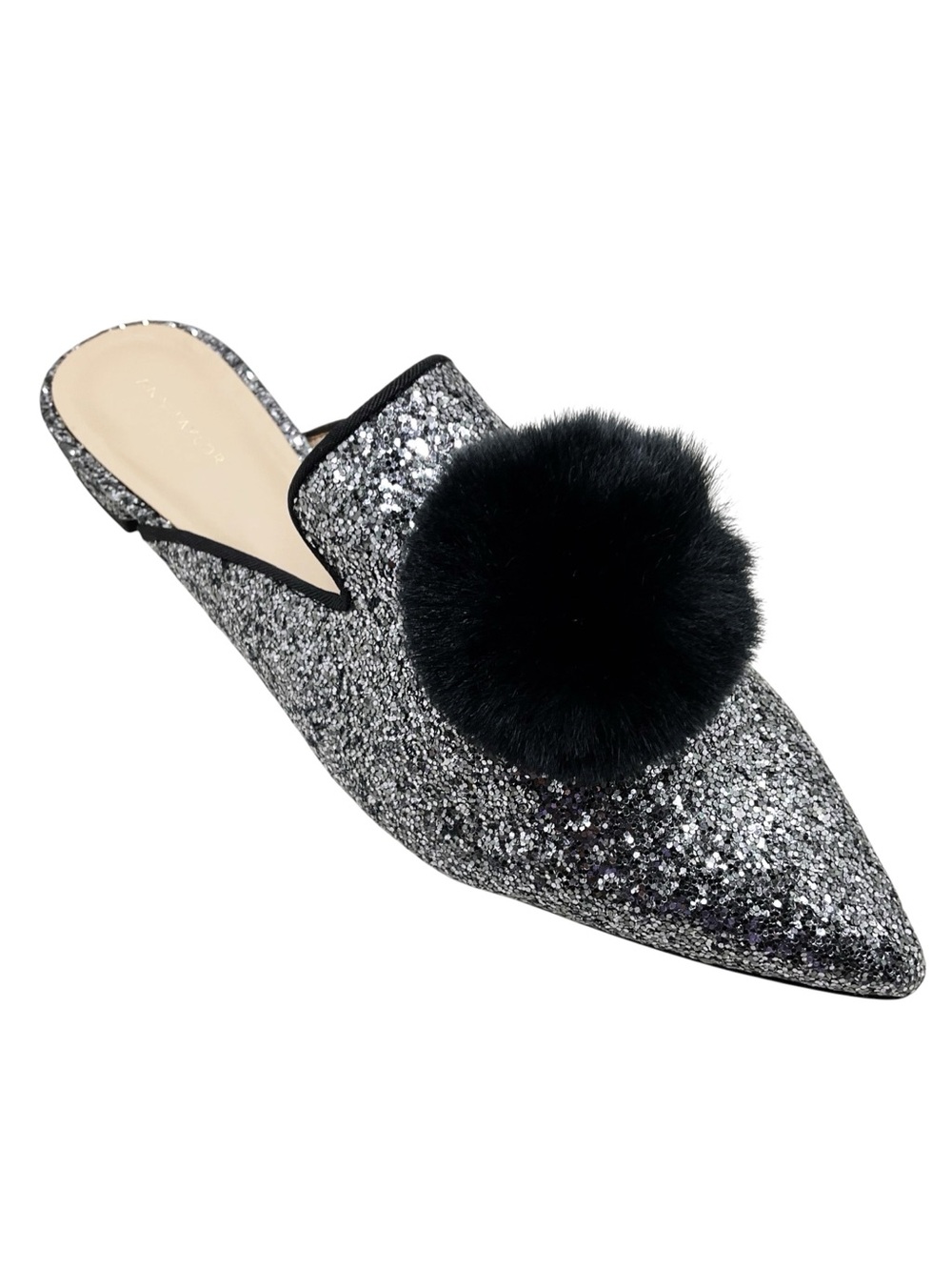 {Ann Taylor} Sequins and Oversized Pom Pom embellished Mules